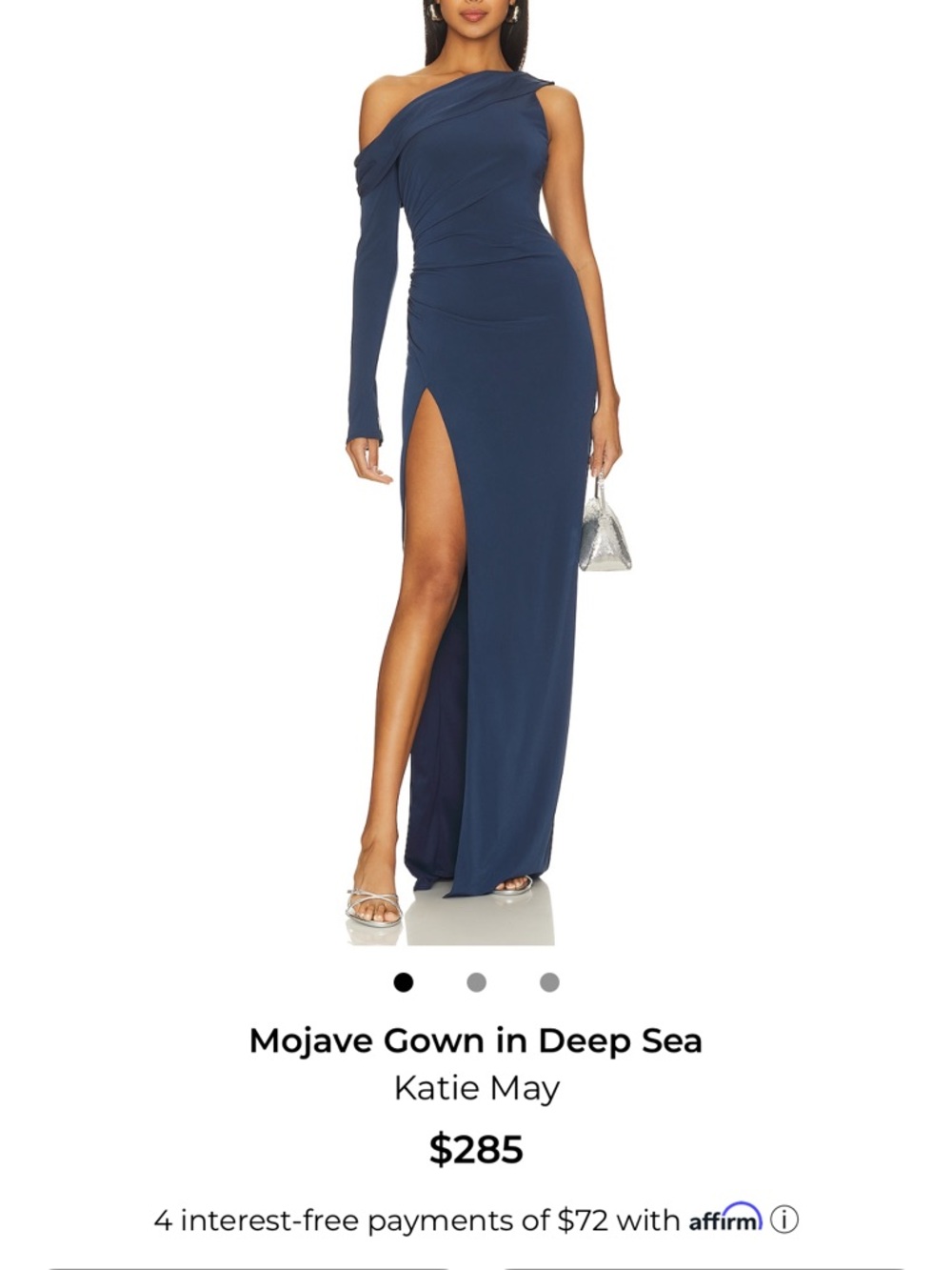 Katie May One-Shoulder Gown in Deep Sea Blue